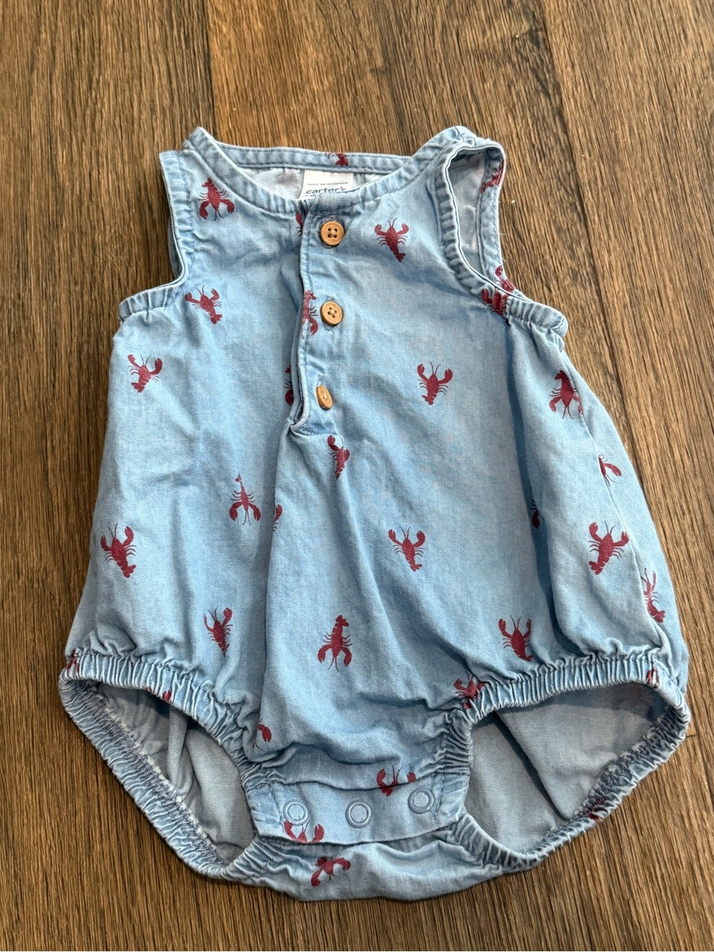 Carter’s- Chambray Lobster Romper- 0-3 Months